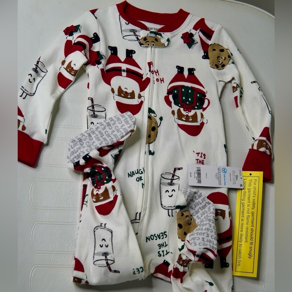 Carter's White and Red Holiday Footie